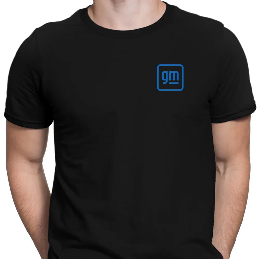 GM Motor Logo T-Shirt Black Cotton Tee Car Enthusiast Racing Streetwear Gift M