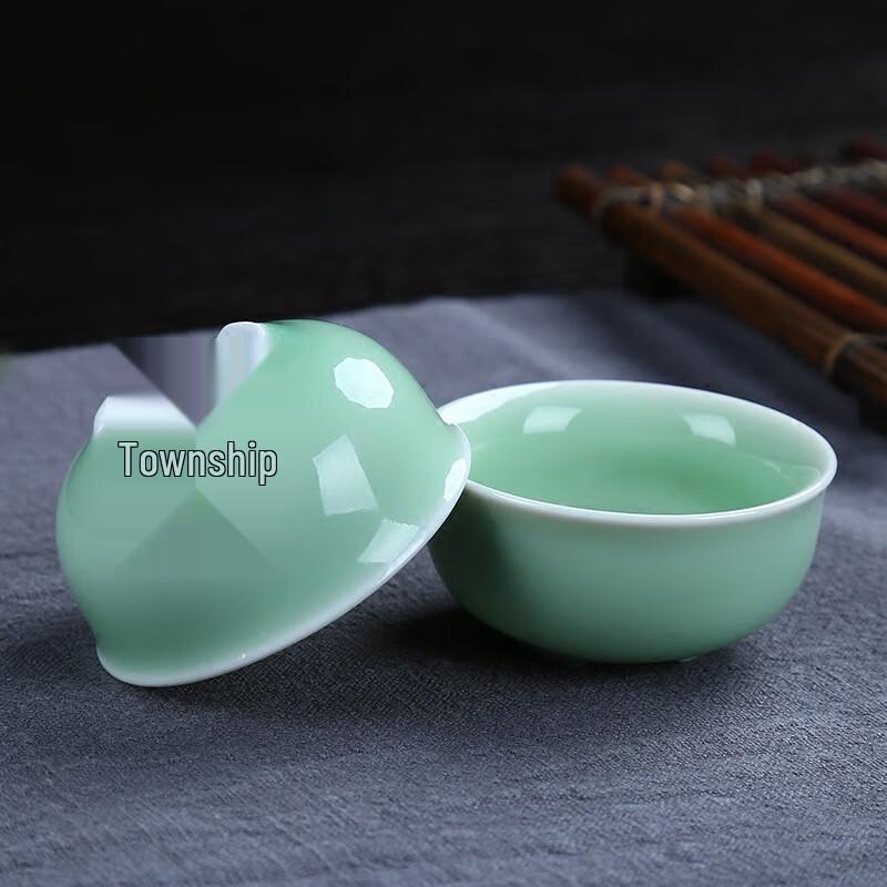 Zhentao 7-Piece Celadon Ceramic Tea Set with Koi Fish Cups