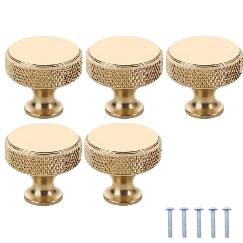 

5Pcs Handle Knurled Cabinet Knob Matt Black Aluminum Alloy Kitchen Cabinet Door Cupboard Drawer Home Accessories Longlifespan 3x3x2.6cm золотистый
