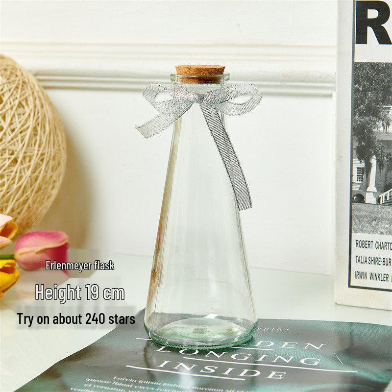 Creative Glass Bottle with Sand, Shells, Lucky Stars, Paper Cranes, and Rainbow Pentagrams