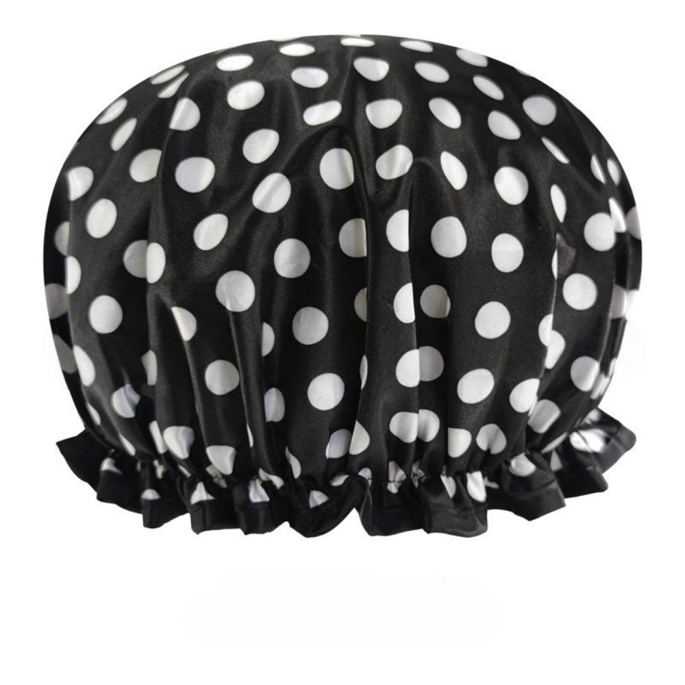Leopard Print Waterproof Shower Cap Double Layer Elastic Hair Cover Reusable Bathroom Accessories