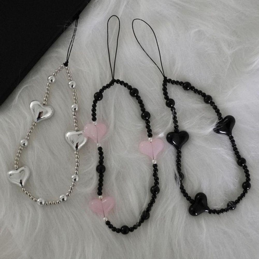 

around ann Heart strap keyring black