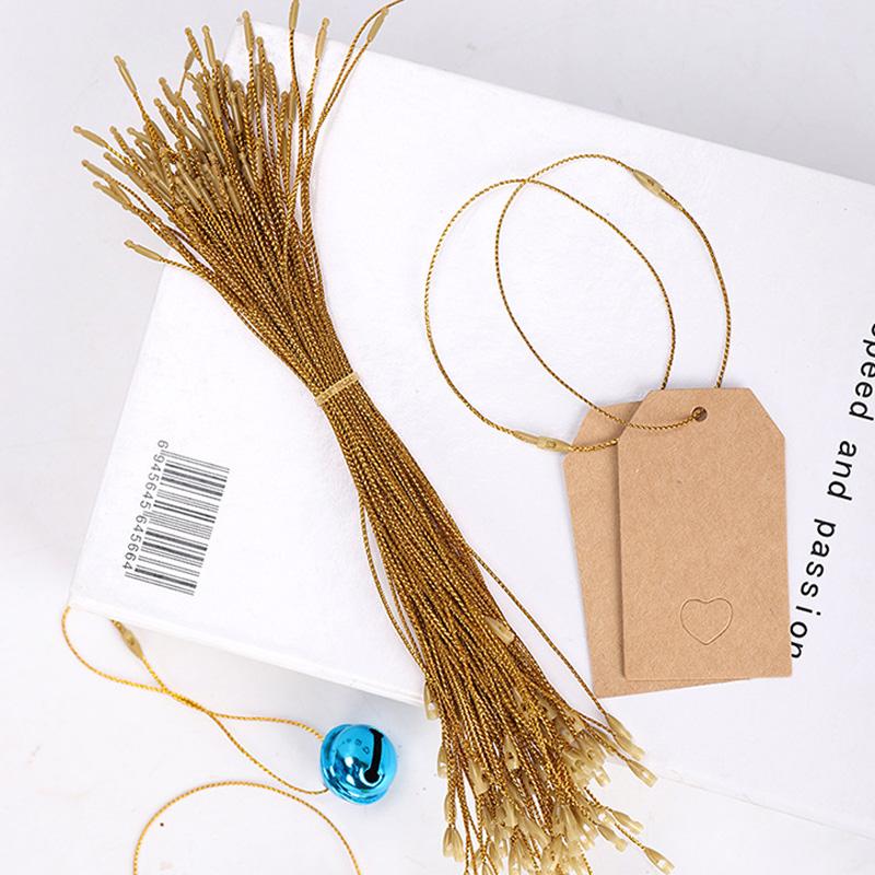 100Pcs Plastic Tag String Gold Silver Polyester Cotton Rope Christmas Tree Hang Tag Cord Fasteners Xmas Noel Navidad Natal