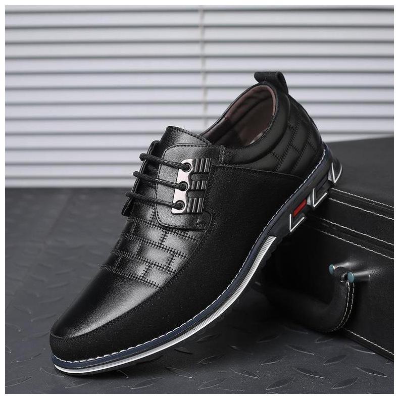 Men's Versatile Korean-Style Leather Lace-Up Shoes, Casual and Business, Sizes 47-48