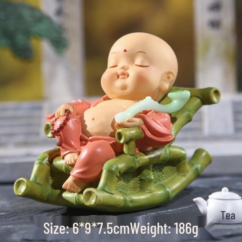 Resin Rocking Chair Maitreya Buddha Figurine – Creative Home Office Desktop Ornament