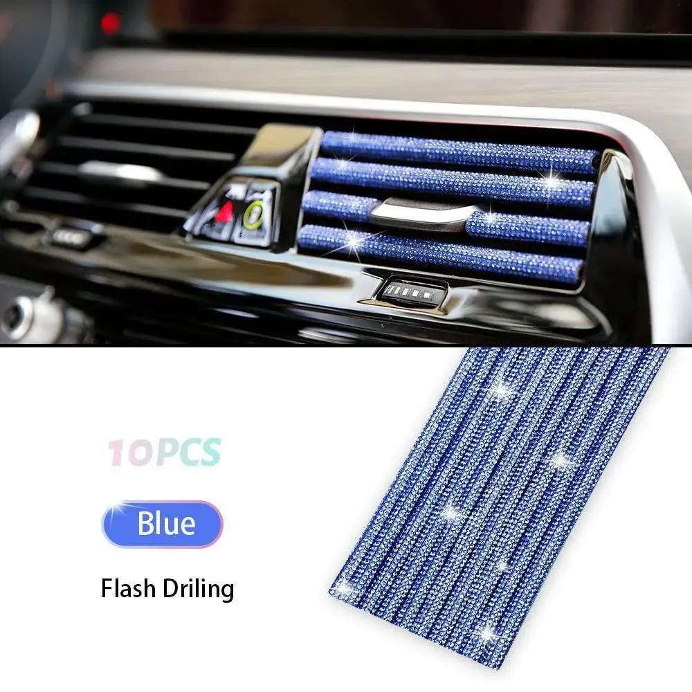 10Pcs Car Air Conditioner Outlet Decorative Strips Wholesale Colorful Diamond U Shape Rhinestone Clip Sticker Auto Accessories