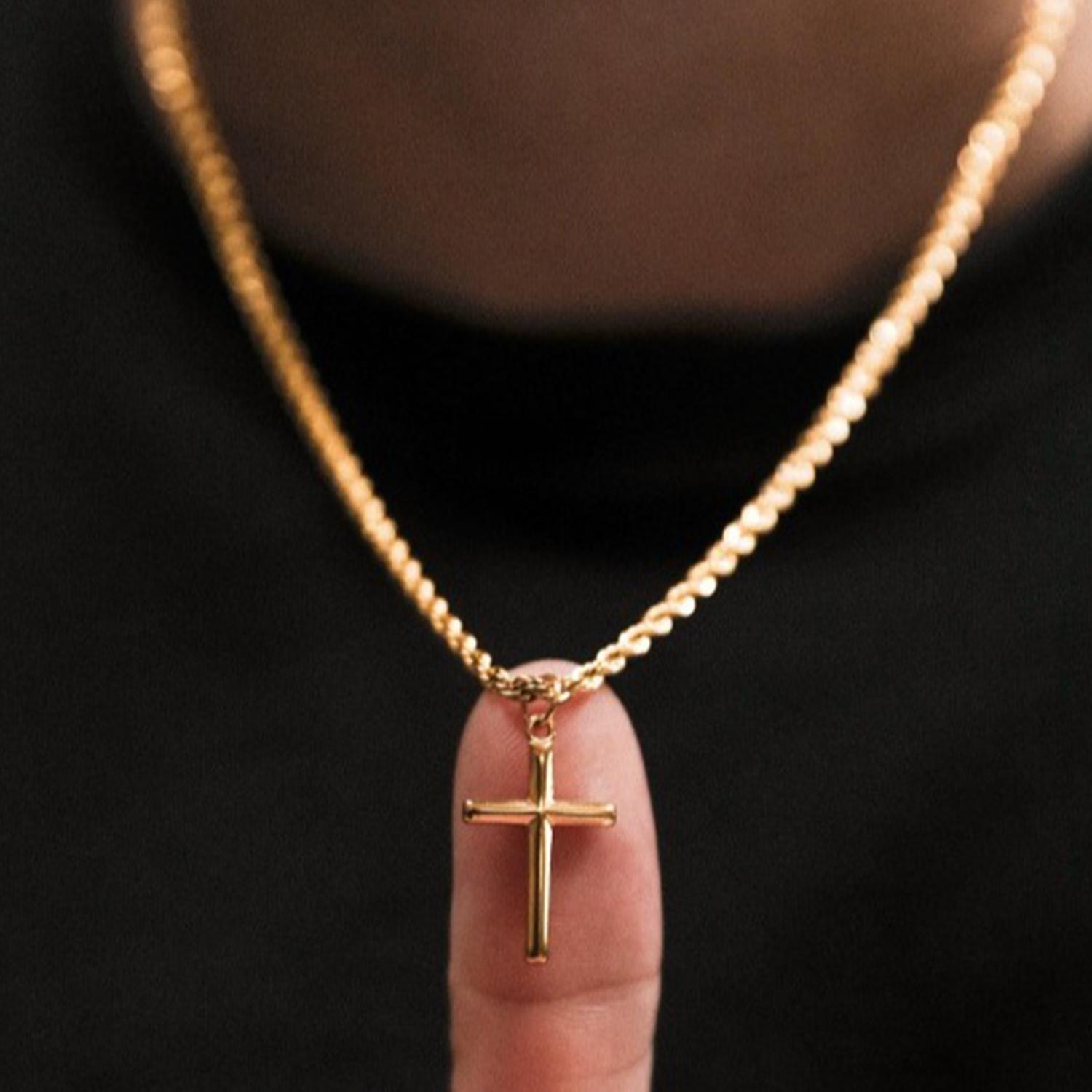 

Personality Crosses Necklace Men Chain On The Neck Stainless Steel Necklaces For Men Women Accessories Fashion Jewelry золотой