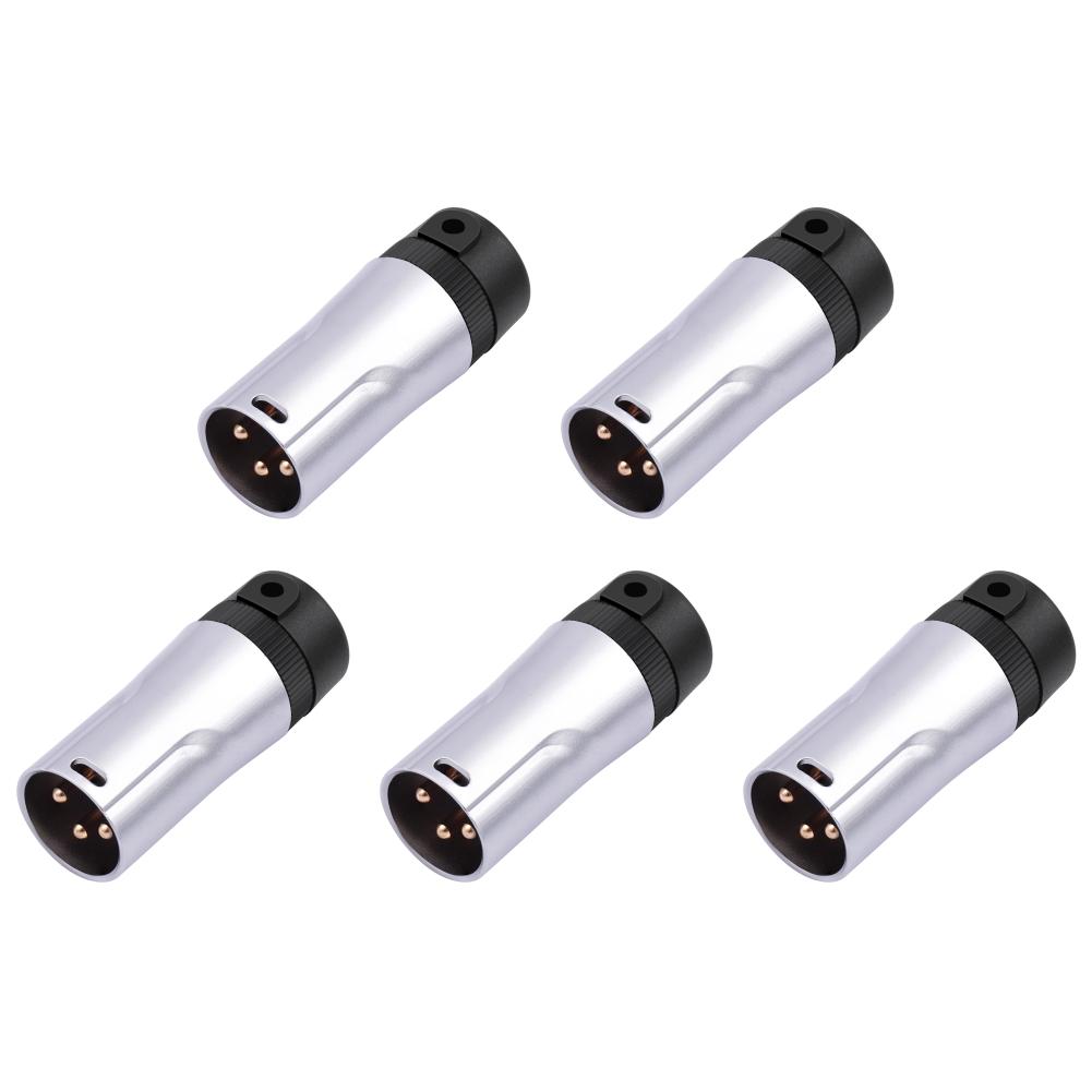 5Pcs Male/Female Compact XLR Microphone Solder Adapter Adjustable 90Degree Right Angle Audio Mic Microphone DMX Plug Jack Socket