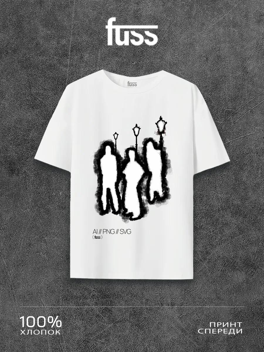 White T-shirt with Midnight crew print M