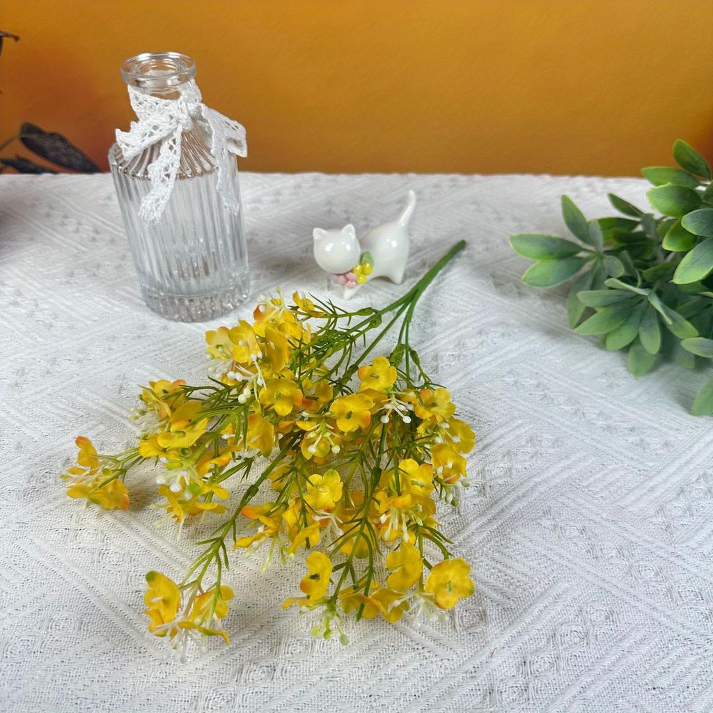 1Pc Fresh Pastoral Style Simulation 5-pronged Wintersweet Baby's Breath Bunch of Flowers