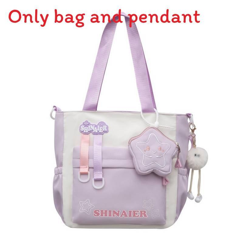 Youthful Style Nylon School Backpack With Color Blocked Cute Letter Star Print For Teens