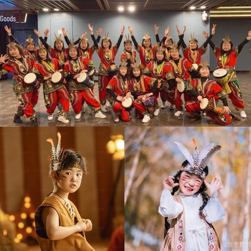 Indian Headdress Feather Headband for Children & Adults - Festival & Performance Costume