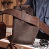 Men's Vintage Genuine Leather Phone Bag - Vertical Style, Durable Crazy Horse Leather, Belt Waist Bag for Work Use