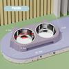 Dog Bowl Stand Anti-Slip Detachable Food Holder Station Dog Bowl Holding with Double Stainless Steel Dish for Home Living Room
