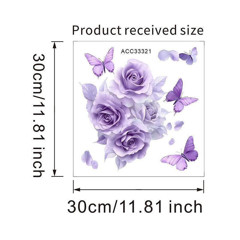 Bathroom Toilet Sticker Modern Minimalist Purple Flower Butterfly Pattern Self-Adhesive Paintings For Bathroom Living Decoration