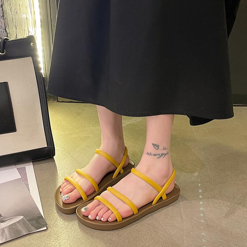 

Sandals women s wide feet new Roman shoes casual women s summer Korean version flat bottom outer wear woven versatile fashion non-slip 40/41