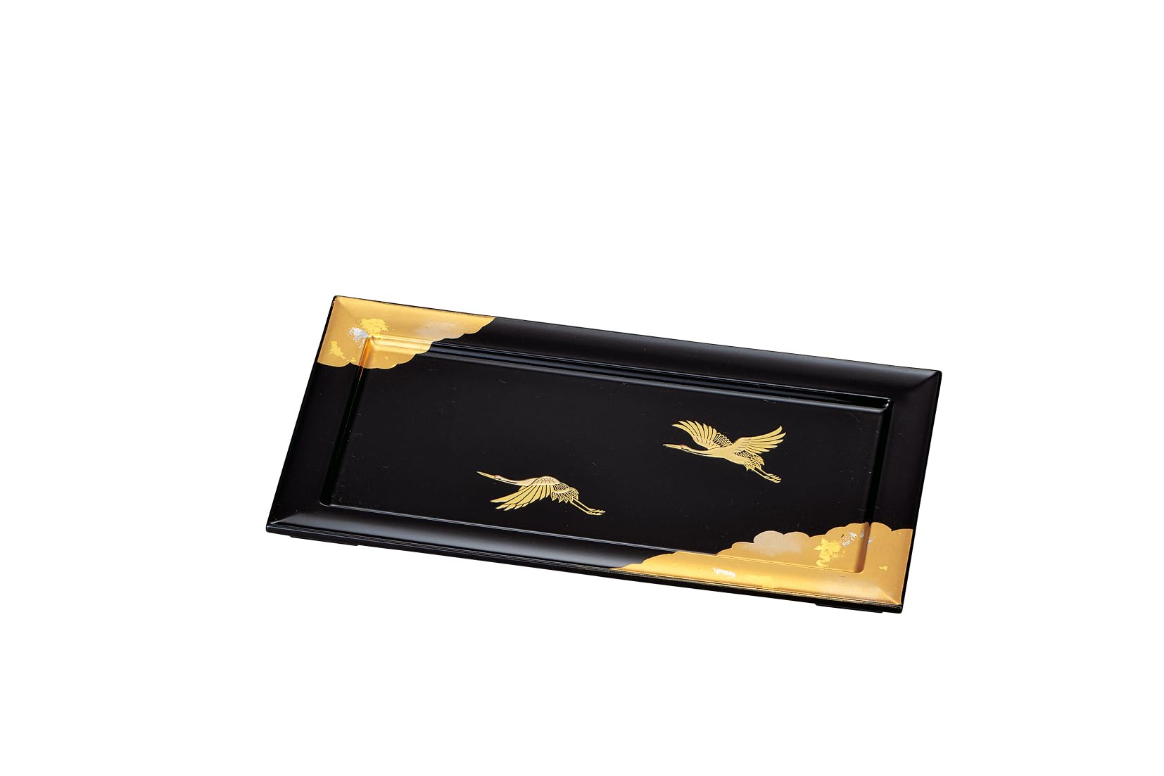 

Тарелка для ручки Nakatani Brothers Yamanaka Lacquer , черная, маки-э золотой и серебряной фольгой, дизайн Shokaku, 37-1911