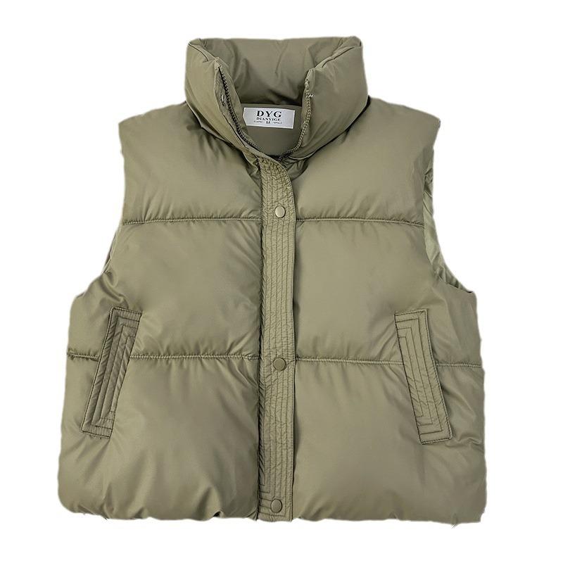 Women's lambskin down cotton vest winter stand-up collar thickened warm short small vest sleeveless bread jacket
