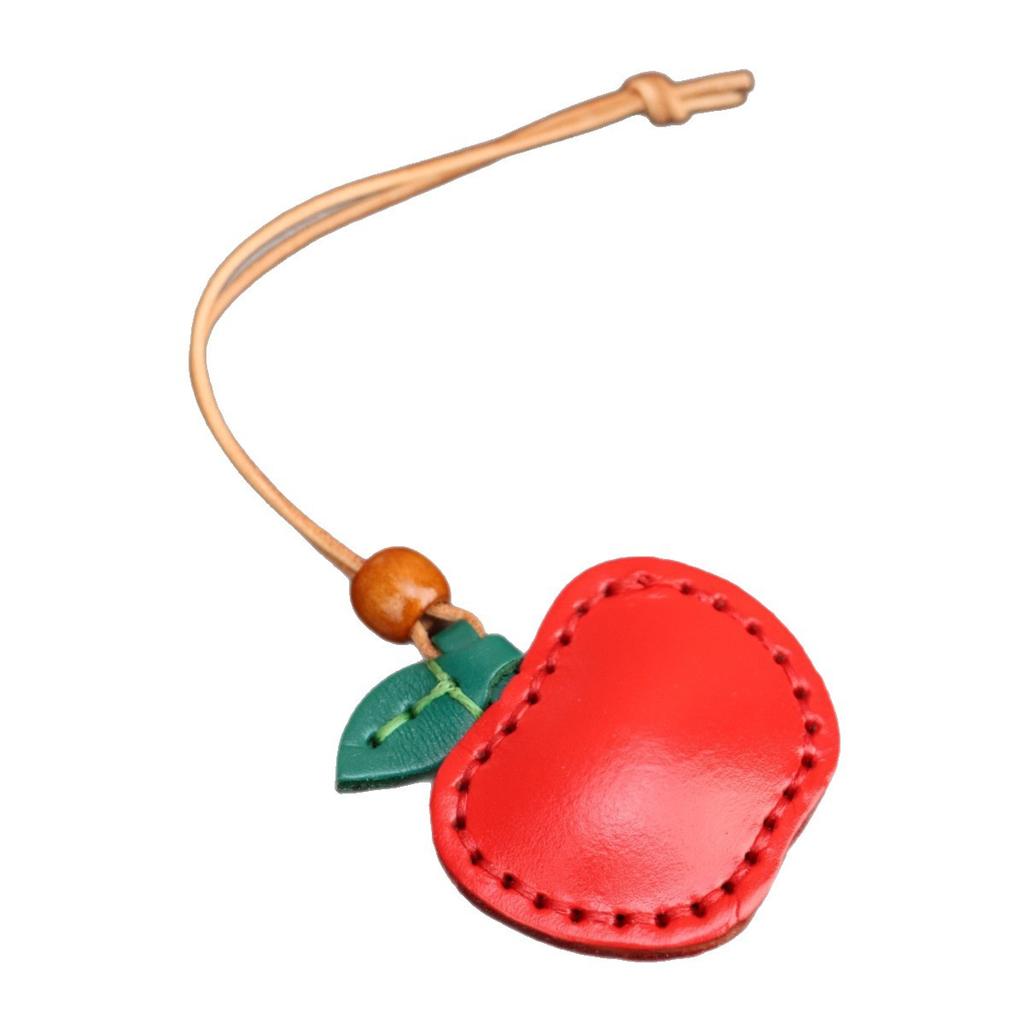 First Layer Cowhide Small Apple Keychain Pendant Locomotive Car Key Chain Accessories Bag Pendant Cute Little Gift