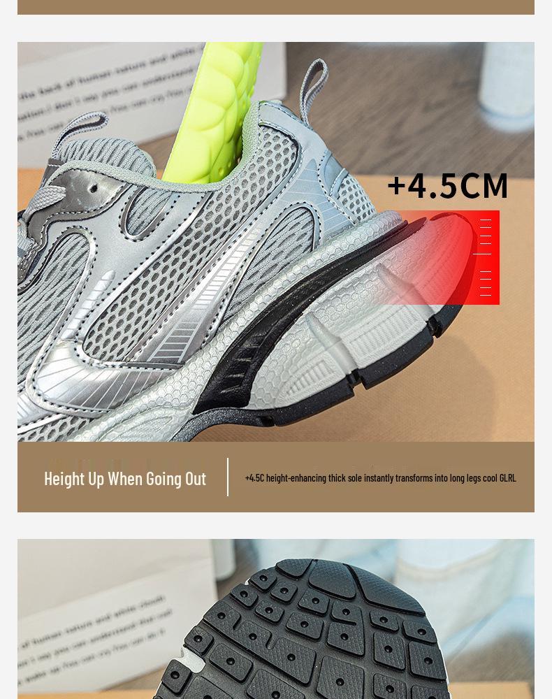 Plus Size Women's Dad Shoes 41-43: Soft Sole Spring/Autumn 2025 Casual Running Shoes