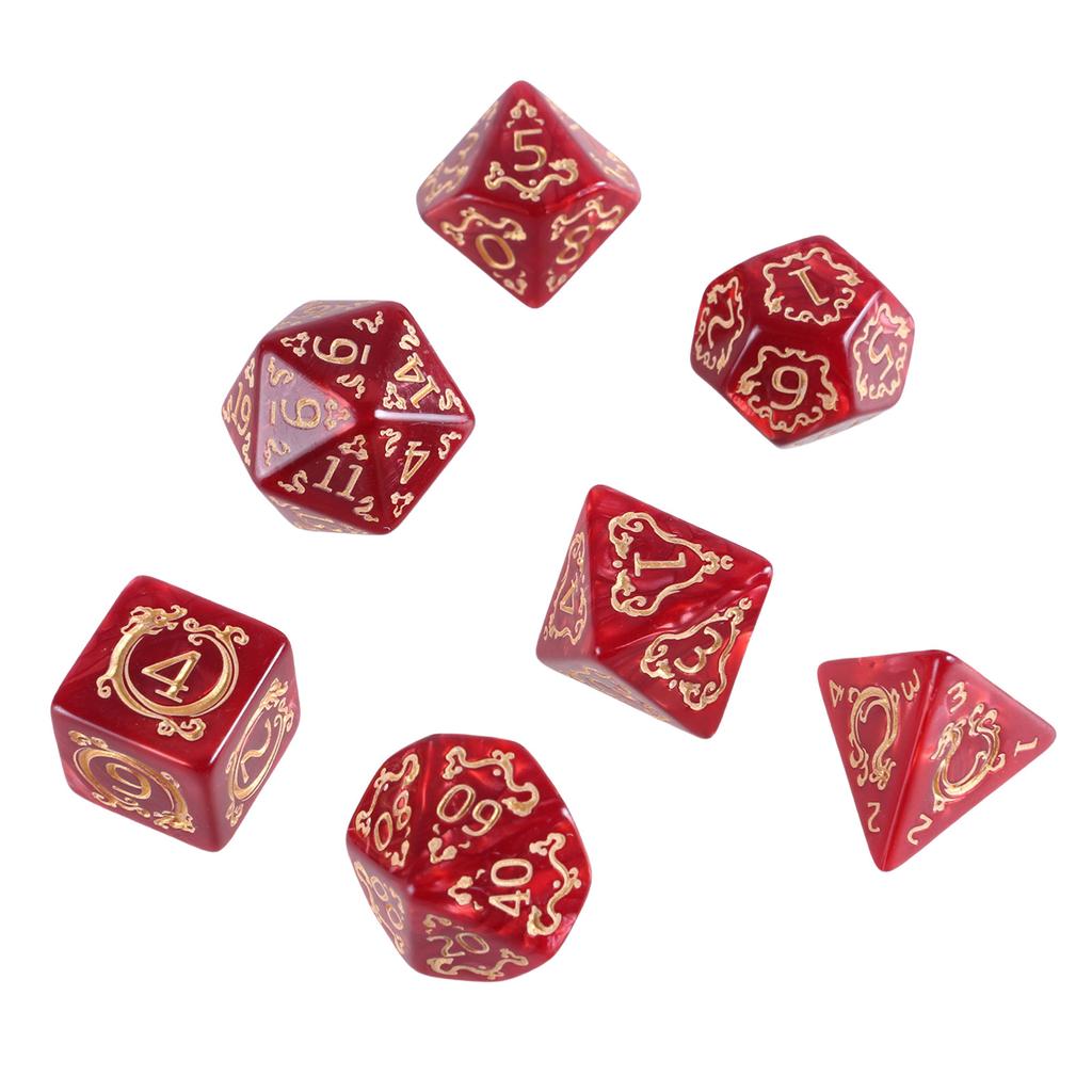 7Pcs Acrylic Polyhedral Dices Multi-Sided Game Dices Dragon Pattern Board Game Dices for Role Playing Table Game