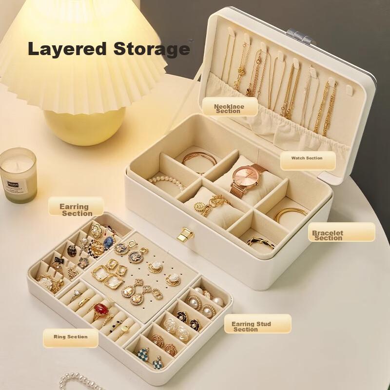 CADUKE Jewelry Storage Box for Necklaces, Earrings, Rings, Accessories And Jewelry Organizer, White