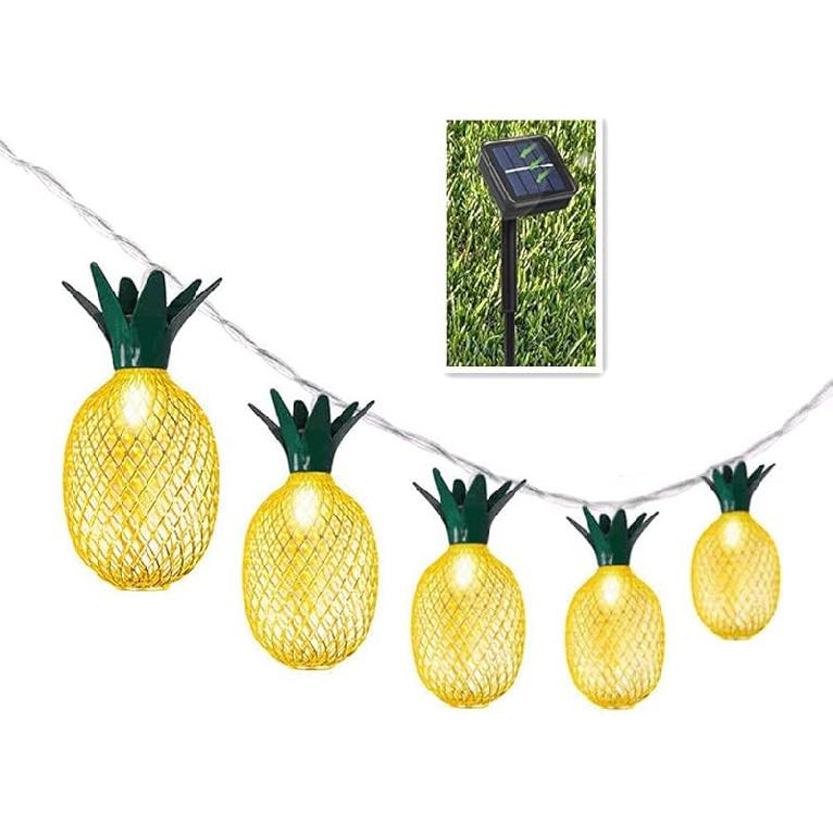 Pineapple Solar String Lights - BIMEE 11.5FT 10LED Waterproof Solar Powered Fairy String Lights Hanging Lights for Outdoor Garden Patio Landscape