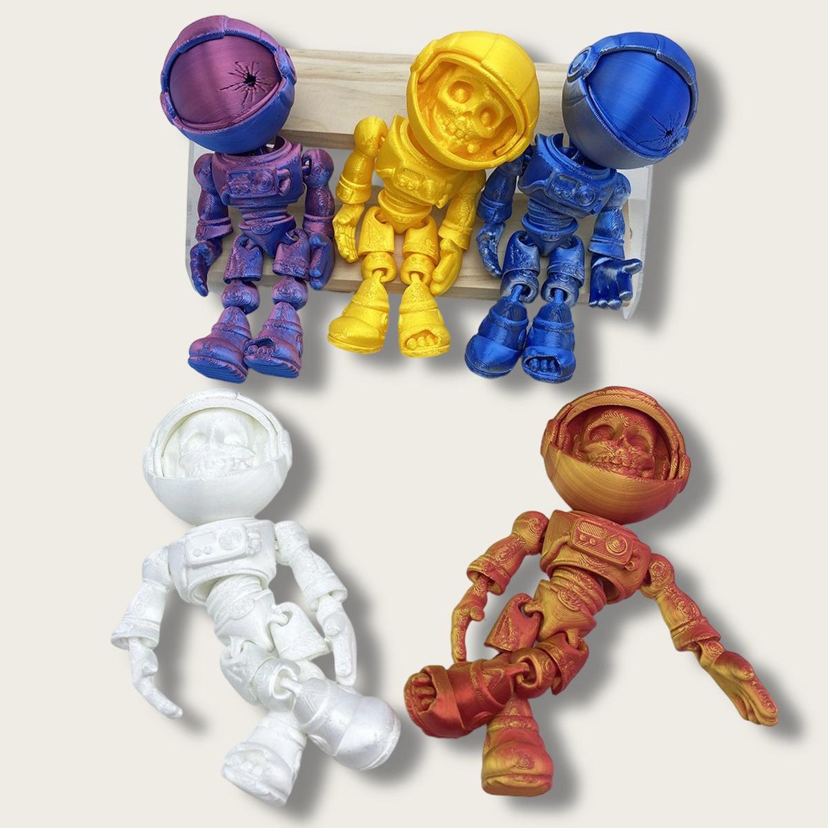 

3D-Printed Skeleton Astronaut Figure - Flexible Joints, Movable Limbs, Multi-Color (Random Delivery) S