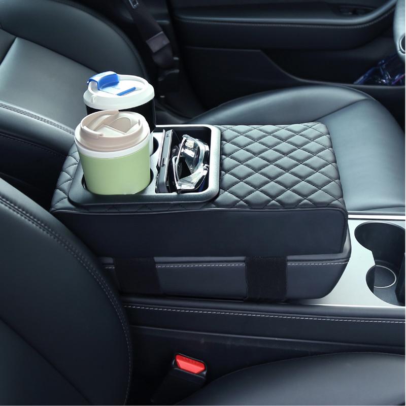 Car Armrest Cushion With Cup Holder Rest Pillow Cover Cover Waterproof Leather Cover For Most Car For Protecting Car Armrest Box