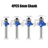 1/4 Inch Shank 6mm Shank Blue Roundover Router Bit Set Carbide Wood Router Bits for Woodworking