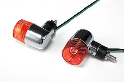 Bike Parts Center 3138 Universelle vergoldete Mini-Blinker, runde Form, orangefarbene Linse, Set mit 2 Stück