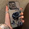 Black Gold Rose Phone Cases for iPhone 16 15 Pro Max Cases For iPhone 16E 11 12 13 14 Pro X XS XR 7 8 Plus SE2 Silver IMD Covers