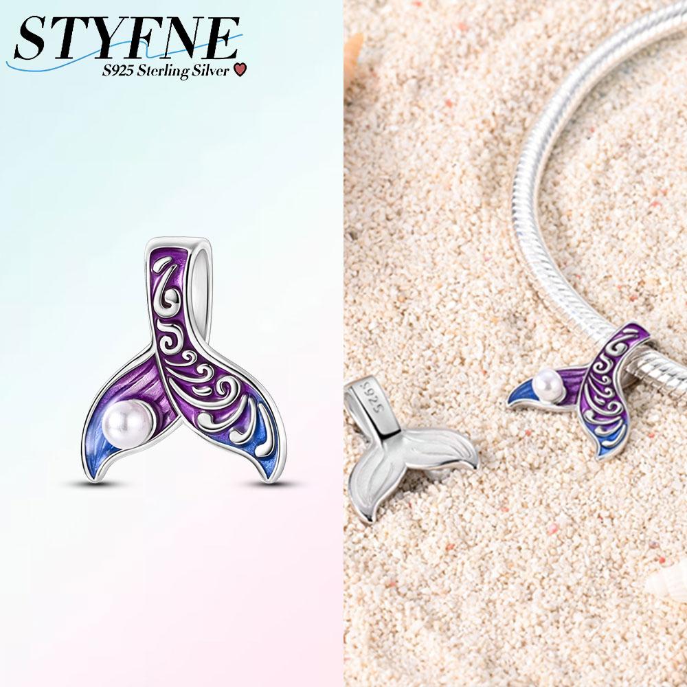 

Original Charms Copper Dreamy Purple-Blue Pearl Fish Tail Beads Fit Plata Bracelets For Women Jewelry Making Fine Gifts