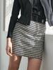 Aim Swing Houndstooth Pleated Skirt (Black)