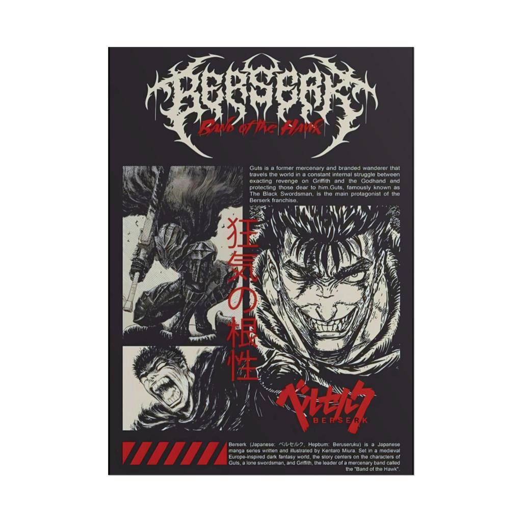 Arazzo Anime Berserk Guts Spadaccino Nero Stampa Manga Retrò Poliestere Resistente Decorazione Murale per Camera da Letto Stanza dei Giochi Dormitorio