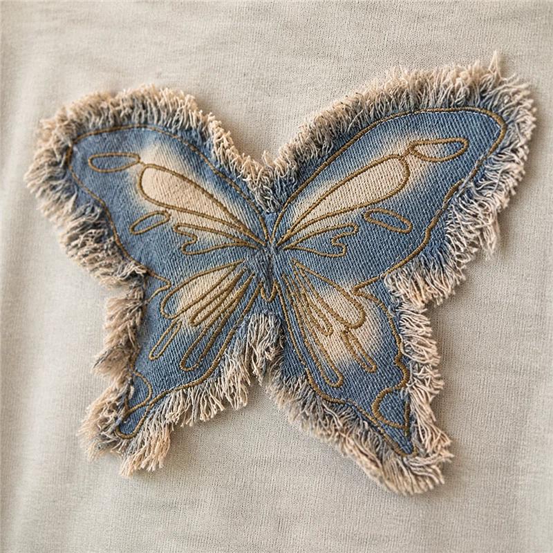 Plus Size Fat Girl Short-sleeved T-shirt Women's Summer New Slim Fit Unique Unique Versatile Butterfly Top