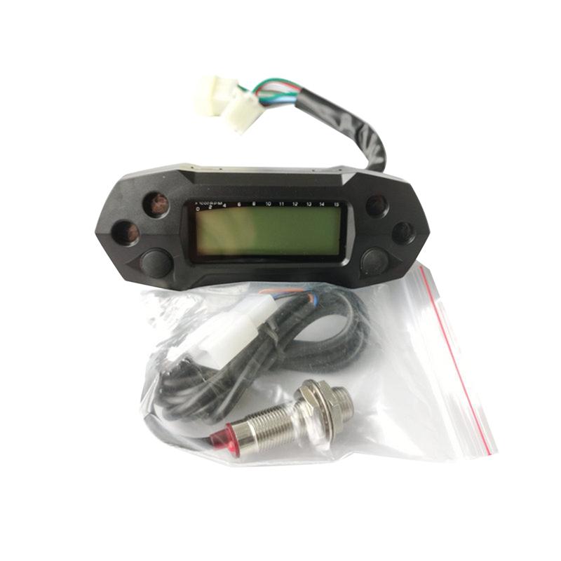 ABLZ-Universal Motorcycle LCD Digital Speedometer Electric Modified Mini Adjustable Oil Meter Odometer Speed Meter