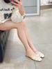 Summer Small C Design Sense New Bow Pearl Muller Shoes Women's Bag Head Half Slippers Low Heel Sandals Comfortable Women