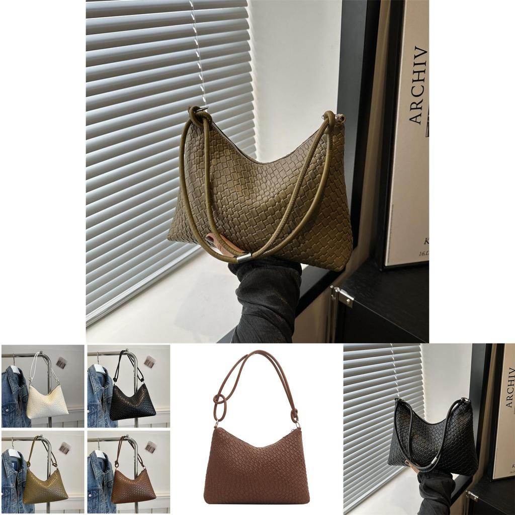 Trendy Women's Medium Size Woven Texture Underarm Bag Fashionable Casual Handbag