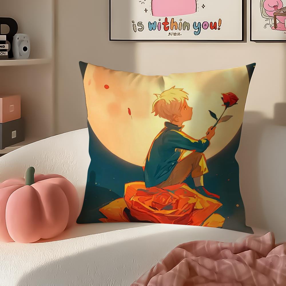 Classic French Literary IP Anime LLittle Prince Cushion Cover Pillowcase Short Plush Invisible zipper Room Sofa Cushion Cover