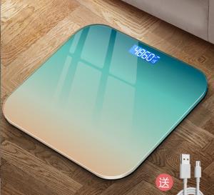 Gradient Color Digital Weight Scale with Measuring Tape Headband LCD Display Smart Scale USB Charging Bathroom Weight Loss Scale зелёный