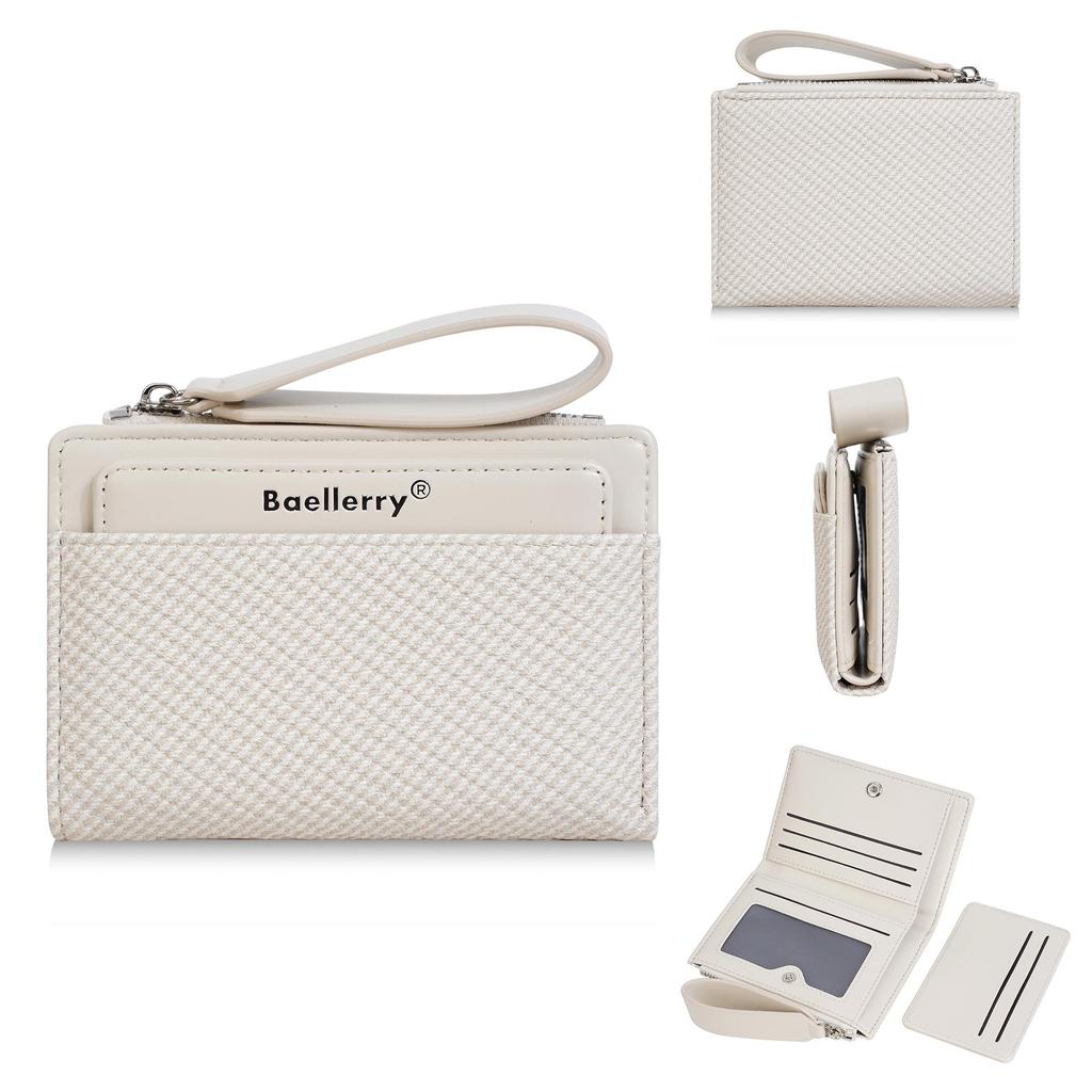 High-End Women's Short Wallet with Wrist Strap - Multiple Card Slots & Fashionable Zipper Coin Purse