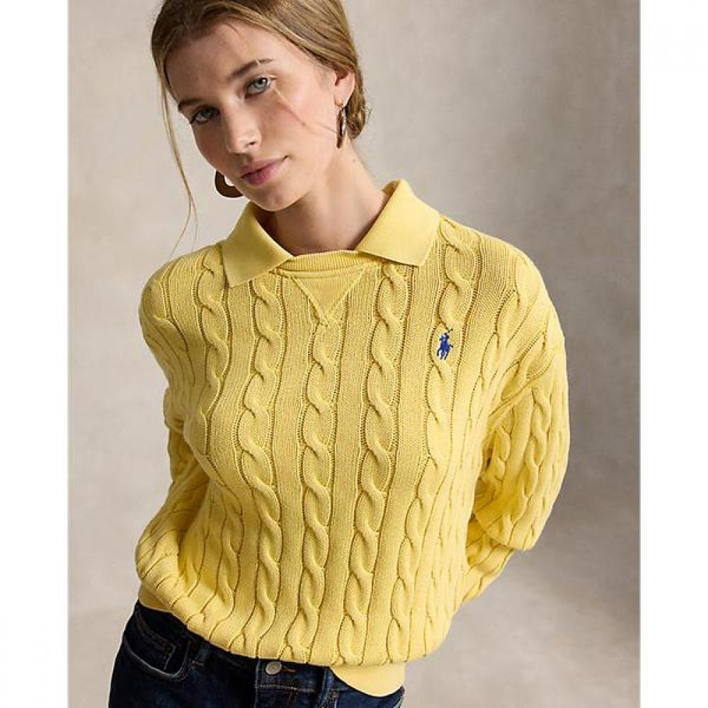 Polo Ralph Lauren Women Cable Knit Cotton Polo Collar Sweater Wmpokninb920347700