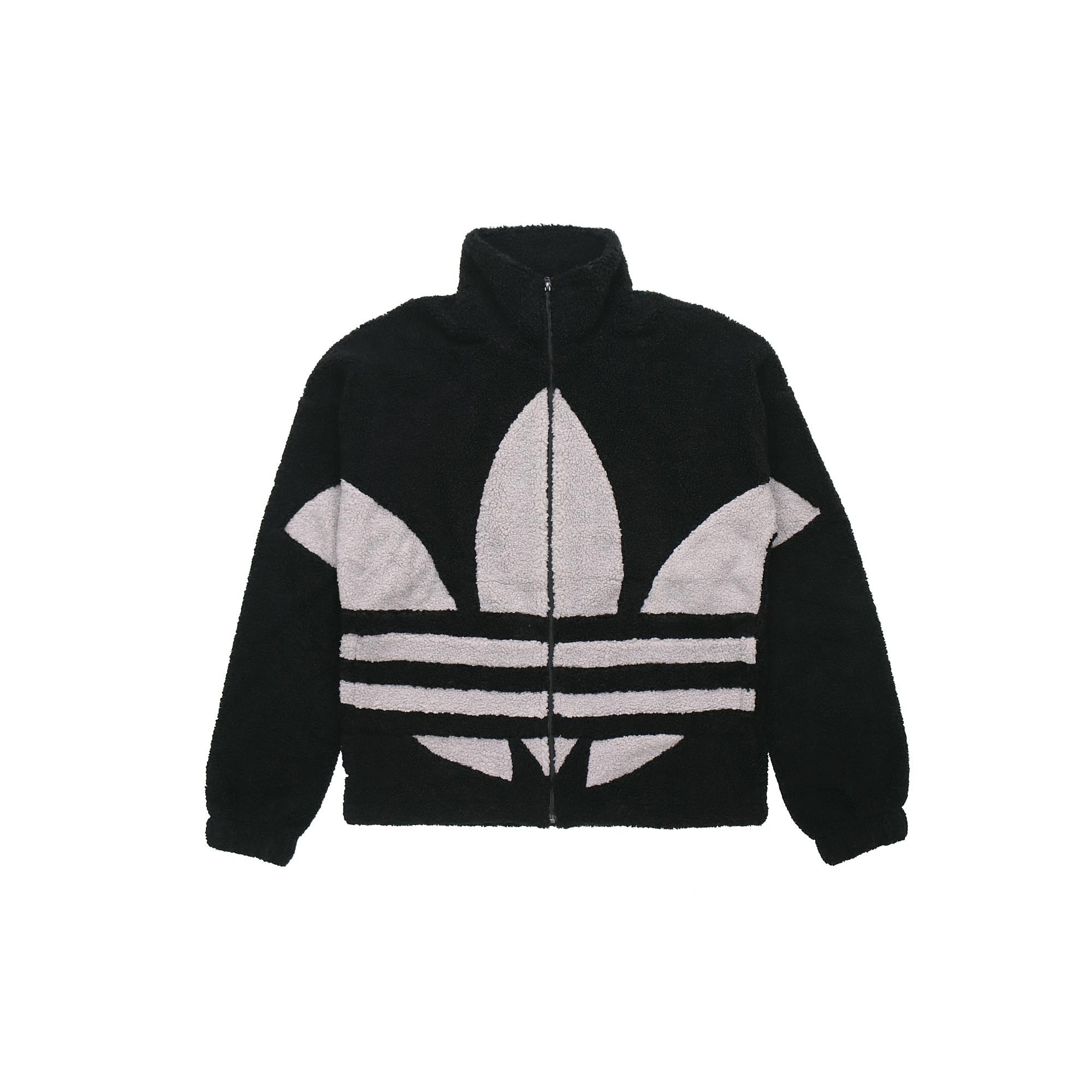 adidas originals Contrasting Colors Large logo Pattern lamb s wool Jacket Black Men s GC8695 M