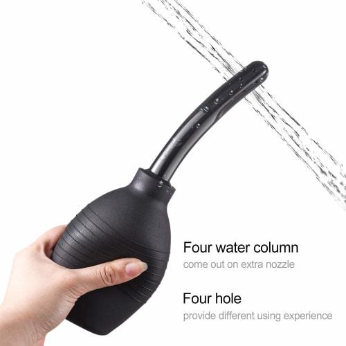 10 oz Enema Bulb Kit with Storage Bag- Anal or Vaginal Silicone Douche for Men or Women - Comfortable Cleaner (Black)