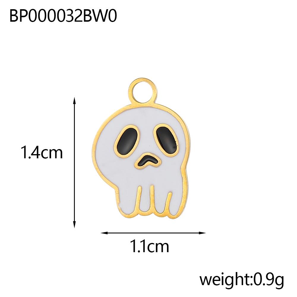 

CARLIDANA 2PCS Halloween Easter Charms Stainless Steel Enamel Ghost Broom Bat Pumpkin Pendant DIY Accessories for Jewelry Making