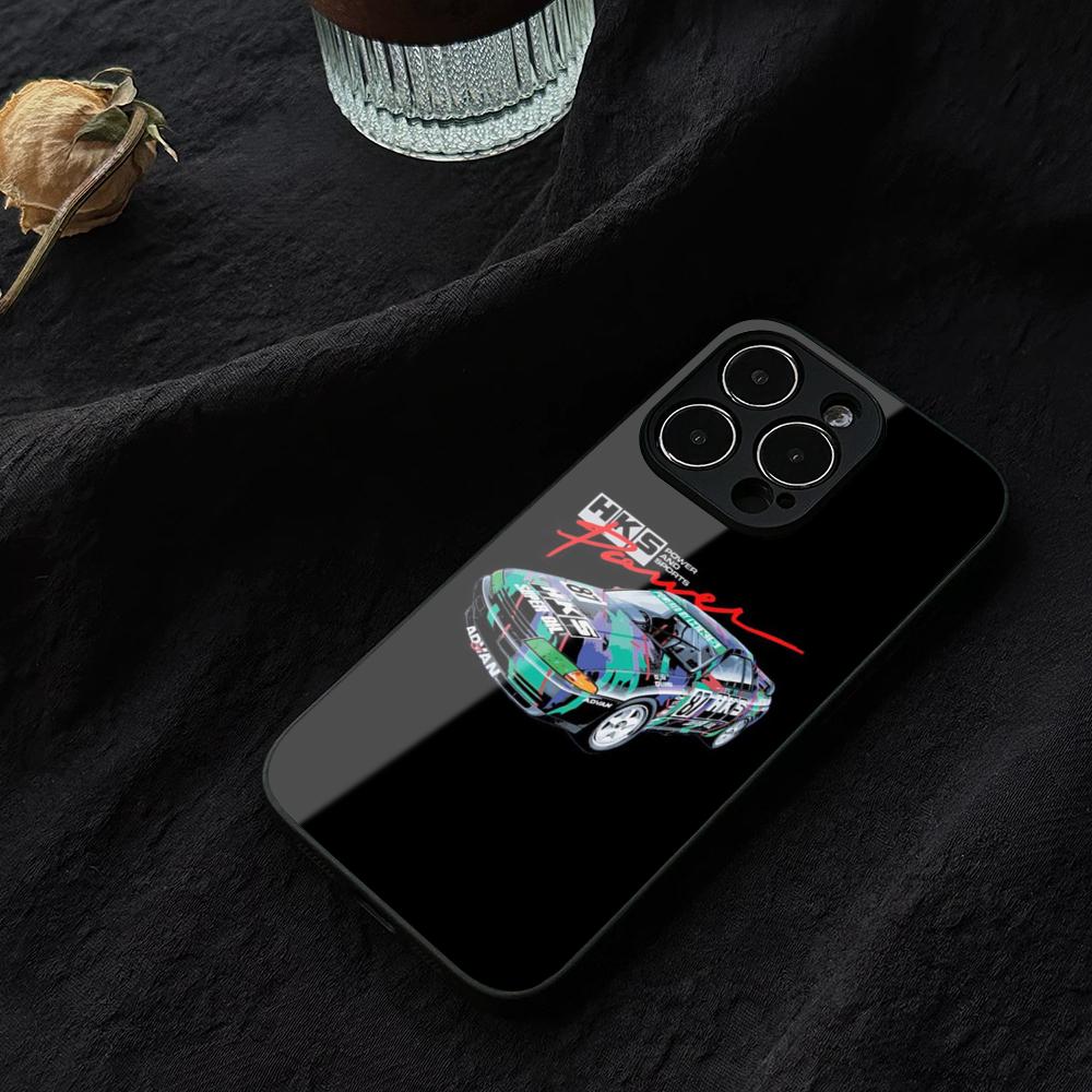 HKS Auto Parts Phone Case For IPhone 15 13 14 12 16 11 Pro XS Max Plus Mini X XR SE2020 Tempered Glass Coque