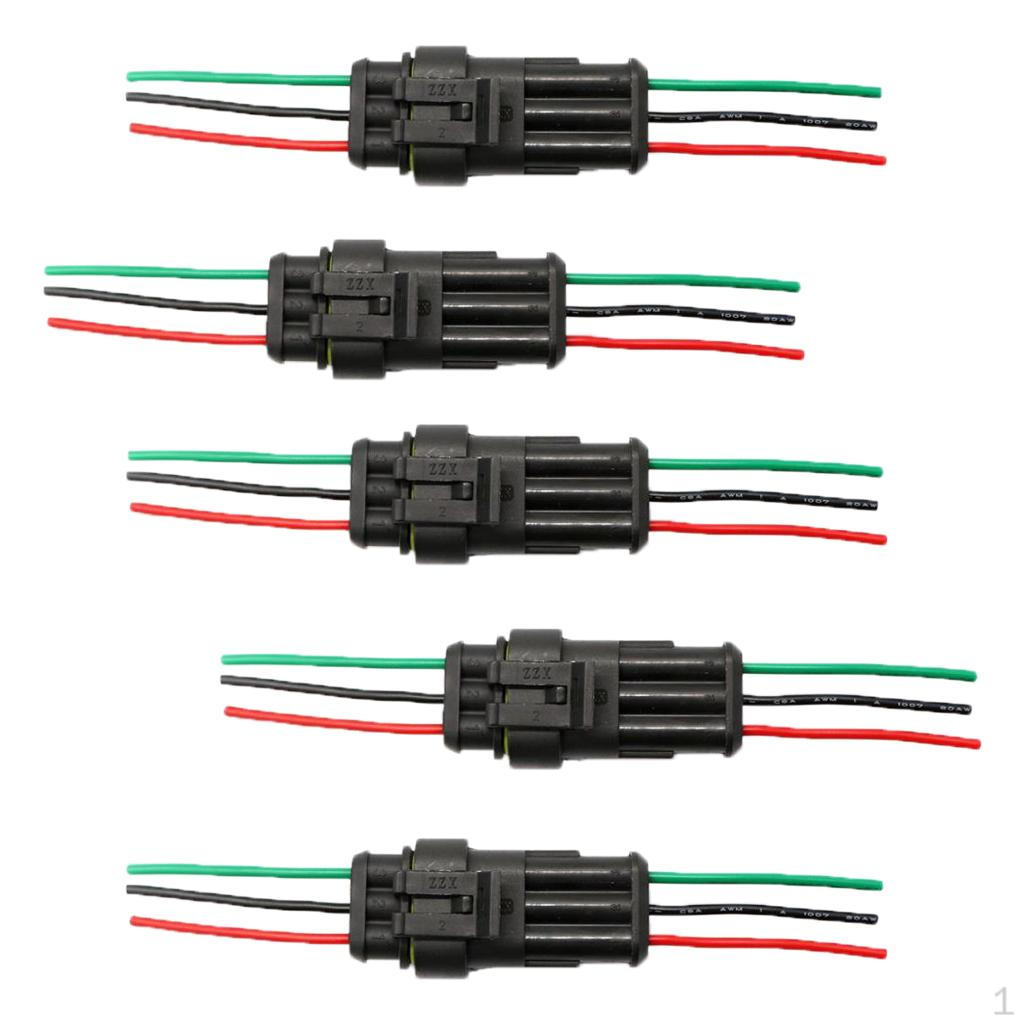 

Support 3 Pin Way Car Auto Waterproof Electrical Connector Socket Kit with Wire AWG of 5