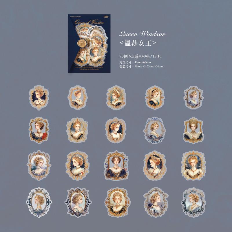 

40 pcs Vintage portrait character sticker PET sticker pack diy ledger decorative seal sticker Scrapbook calendar art Diy crafts
