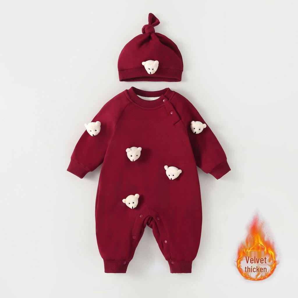 Korean-Style Baby Winter Sweater: Plus Velvet, Thickened, Perfect for Crawling and Outdoor Wear In Autumn and Winter.